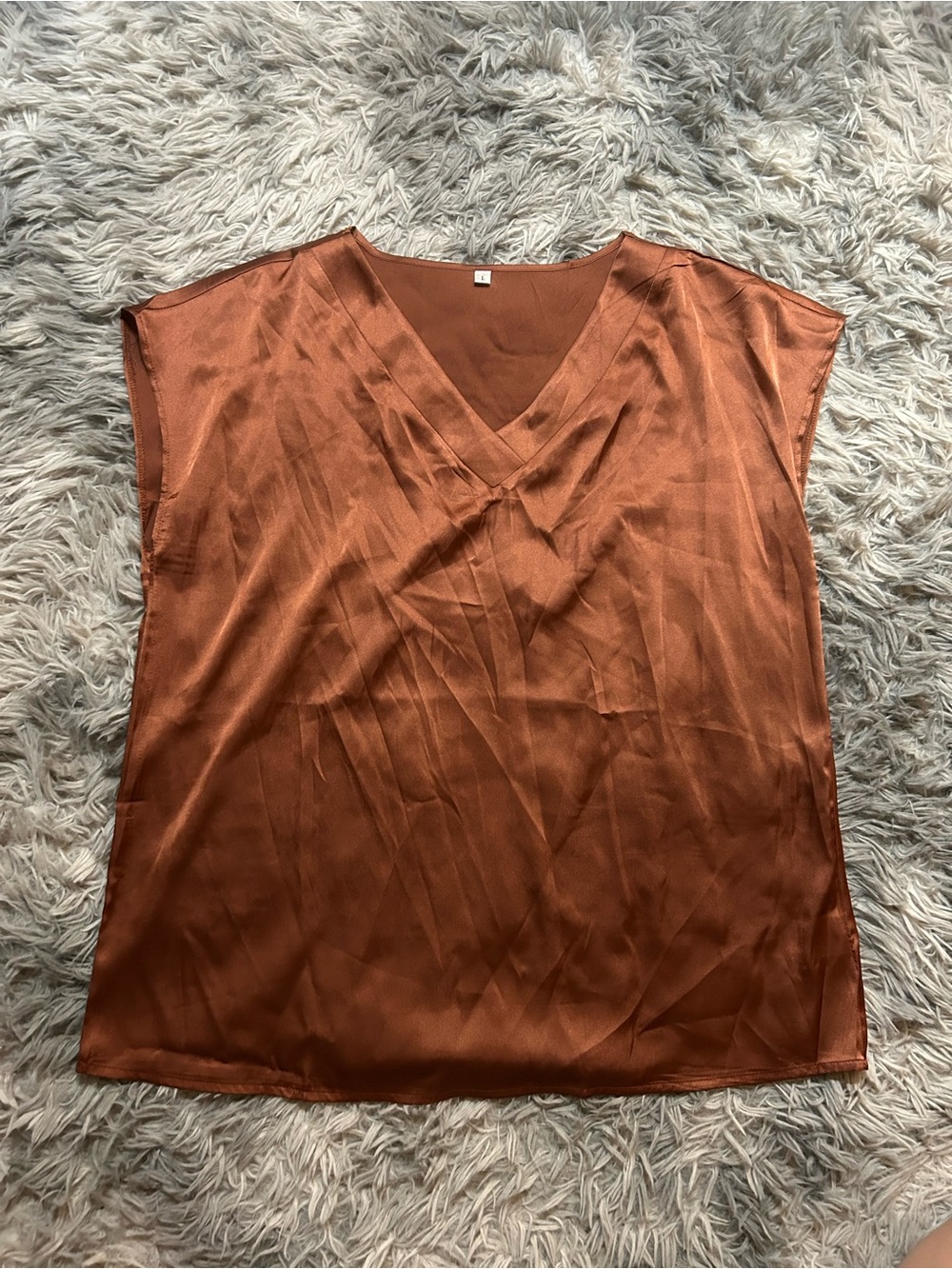 SHEIN Rust Satin V-Neck Camisole